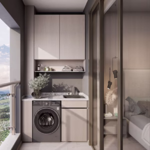Golden Apple Apartments Riara Road functional laundry area with modern design