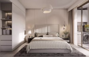 Spacious master bedroom at Golden Apple Apartments Riara Road with contemporary finishes.